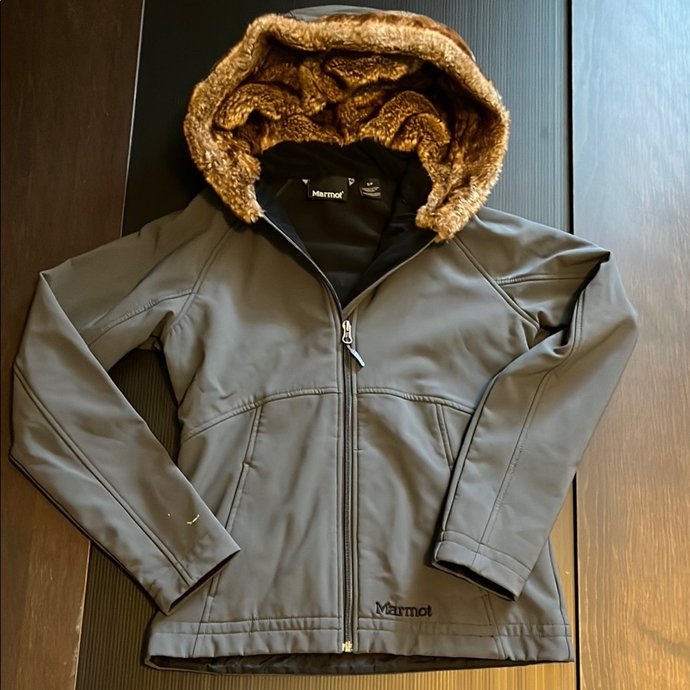 Marmot Gray Jacket with Faux Fur Hood